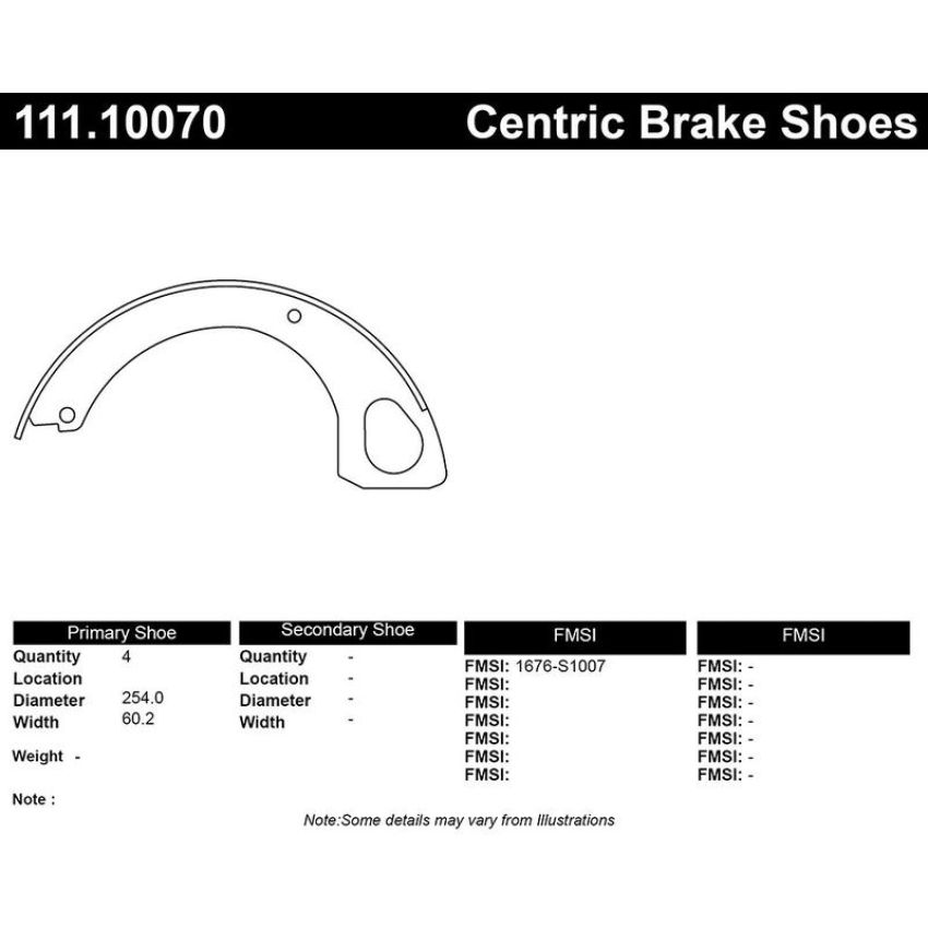 CENTRIC PARTS 111.10070 Centric Premium Parking Brake Shoes