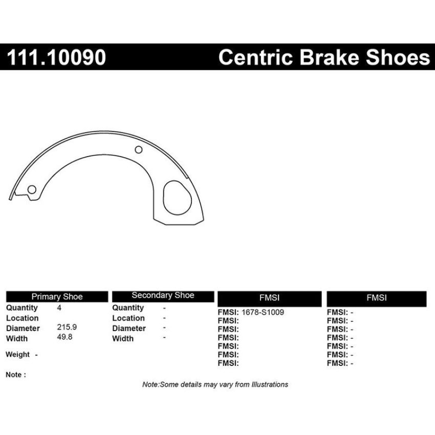 CENTRIC PARTS 111.10090 Centric Premium Parking Brake Shoes