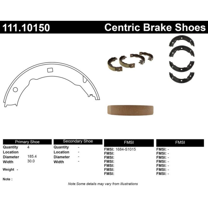 CENTRIC PARTS 111.10150 Centric Premium Parking Brake Shoes