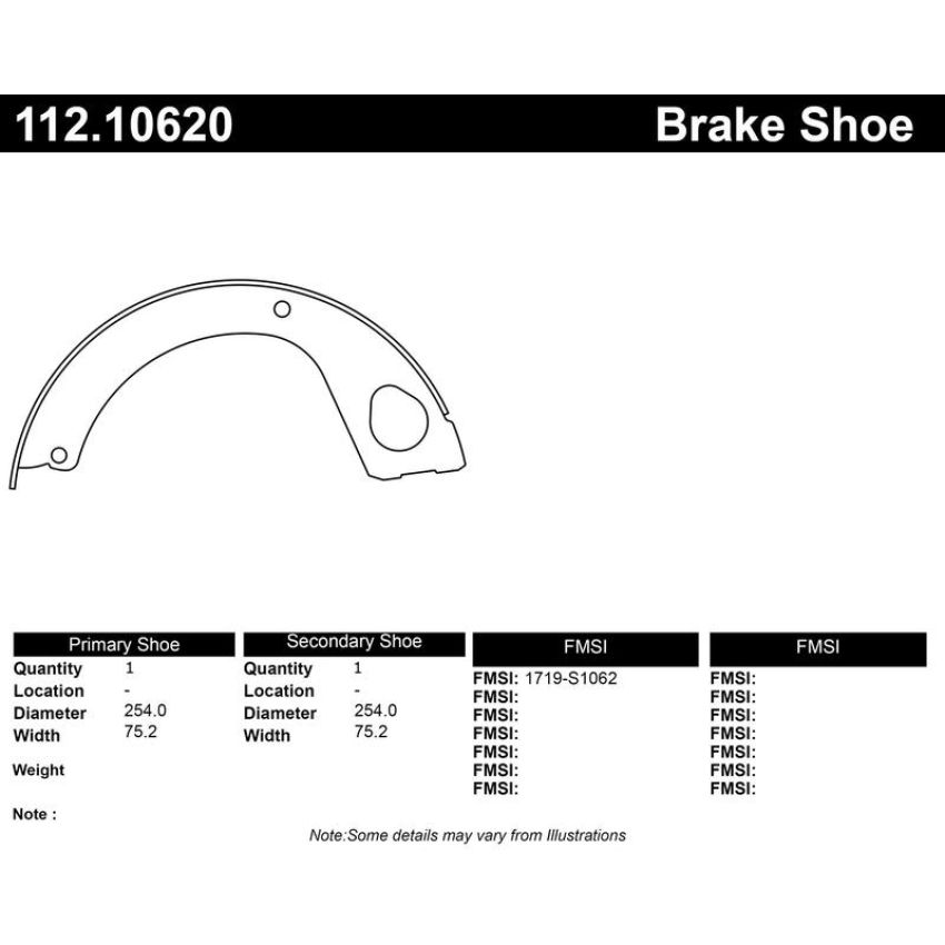 CENTRIC PARTS 112.10620 Centric Riveted Parking Brake Shoes