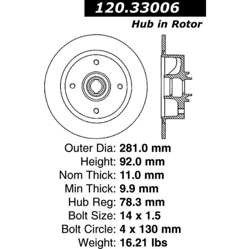 CENTRIC PARTS 120.33006 Centric Premium Brake Rotor