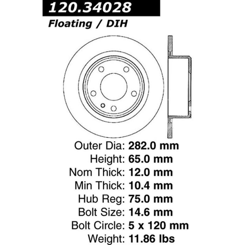 CENTRIC PARTS 120.34028 Centric Premium Brake Rotor