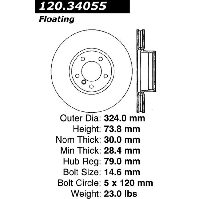 CENTRIC PARTS 120.34055 Centric Premium Brake Rotor