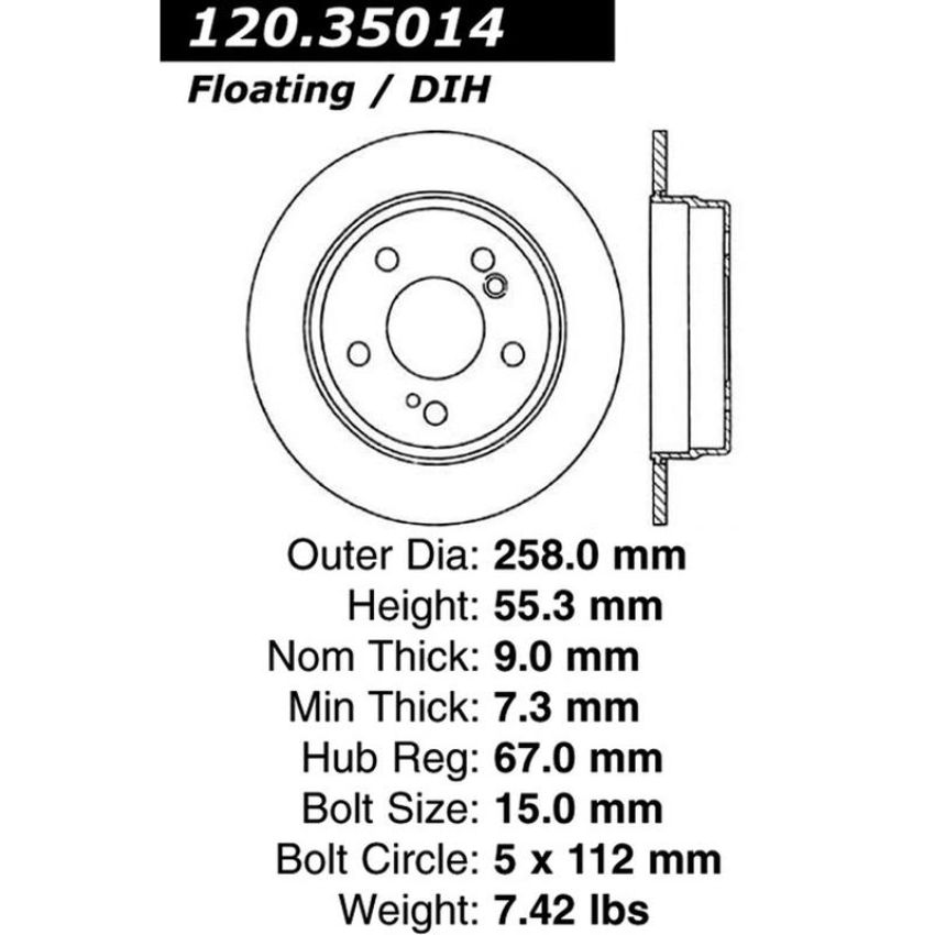 CENTRIC PARTS 120.35014 Centric Premium Brake Rotor