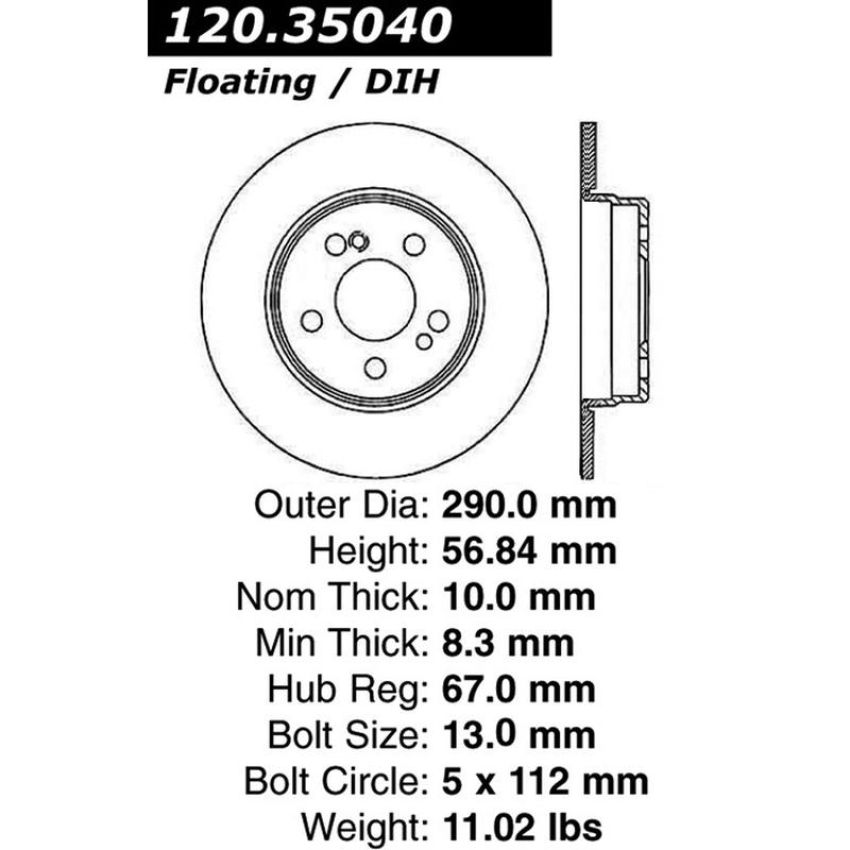 CENTRIC PARTS 120.35040 Centric Premium Brake Rotor