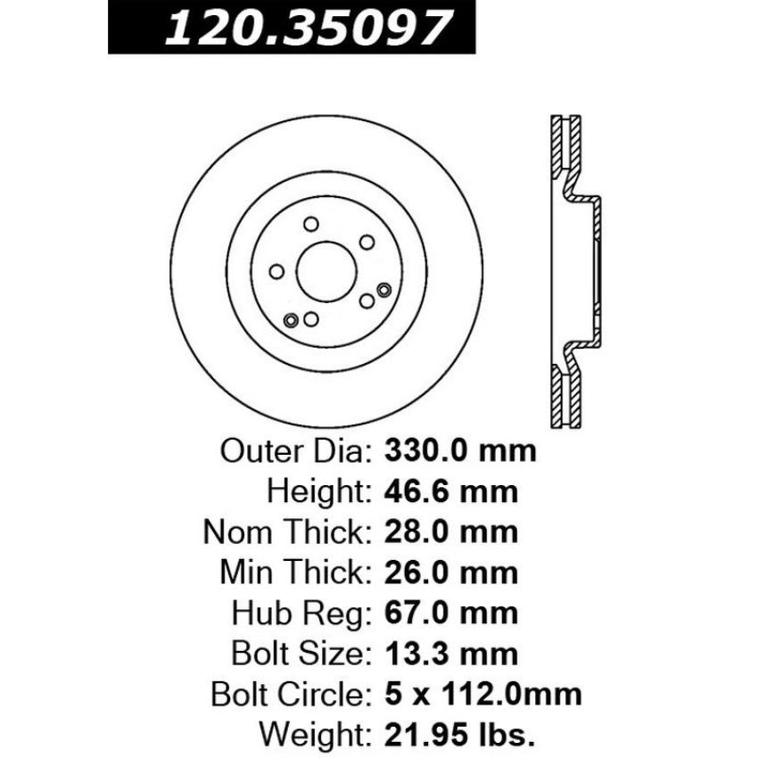 CENTRIC PARTS 120.35097 Centric Premium Brake Rotor