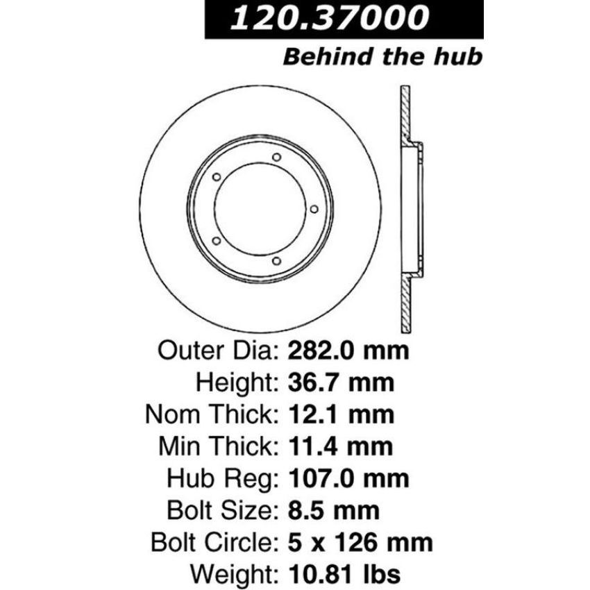 CENTRIC PARTS 120.37000 Centric Premium Brake Rotor