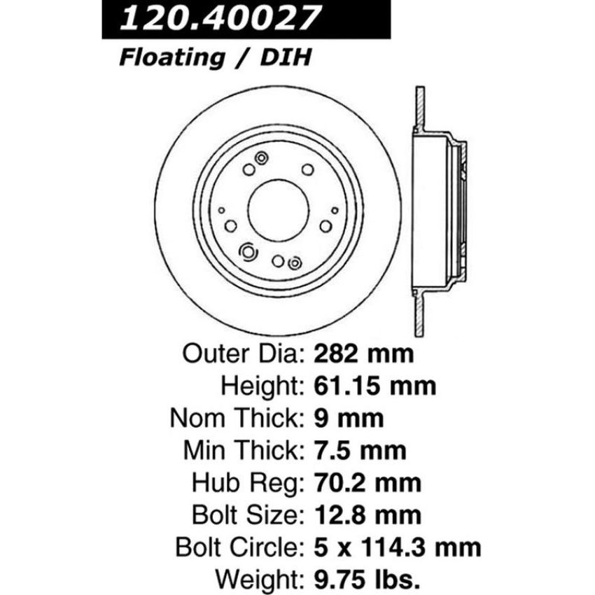CENTRIC PARTS 120.40027 Centric Premium Brake Rotor