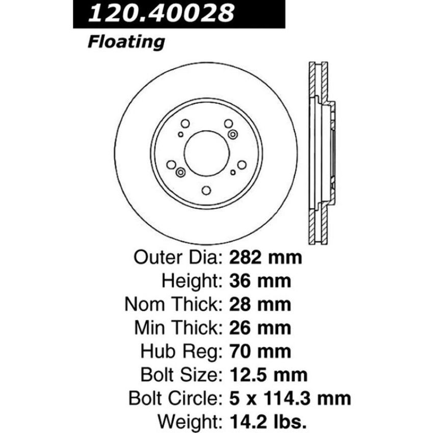 CENTRIC PARTS 120.40028 Centric Premium Brake Rotor