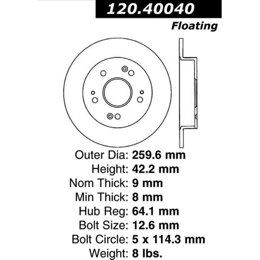 CENTRIC PARTS 120.40040 Centric Premium Brake Rotor