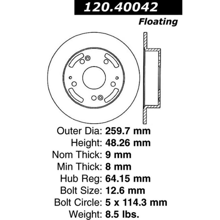 CENTRIC PARTS 120.40042 Centric Premium Brake Rotor