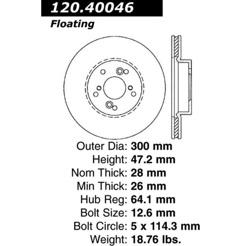CENTRIC PARTS 120.40046 Centric Premium Brake Rotor