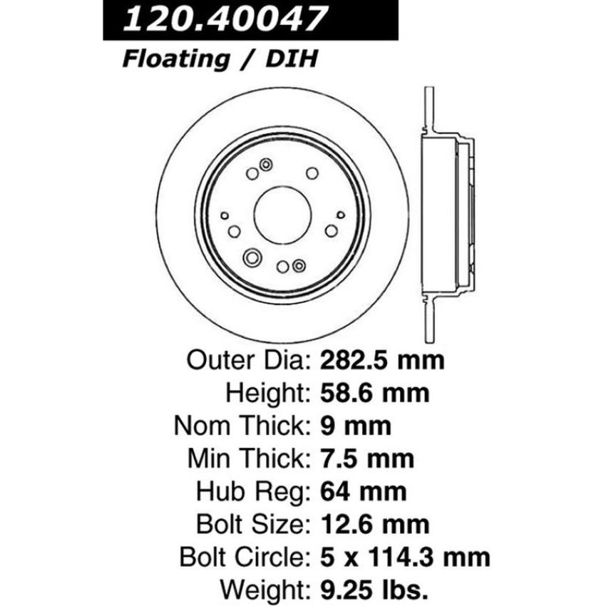 CENTRIC PARTS 120.40047 Centric Premium Brake Rotor