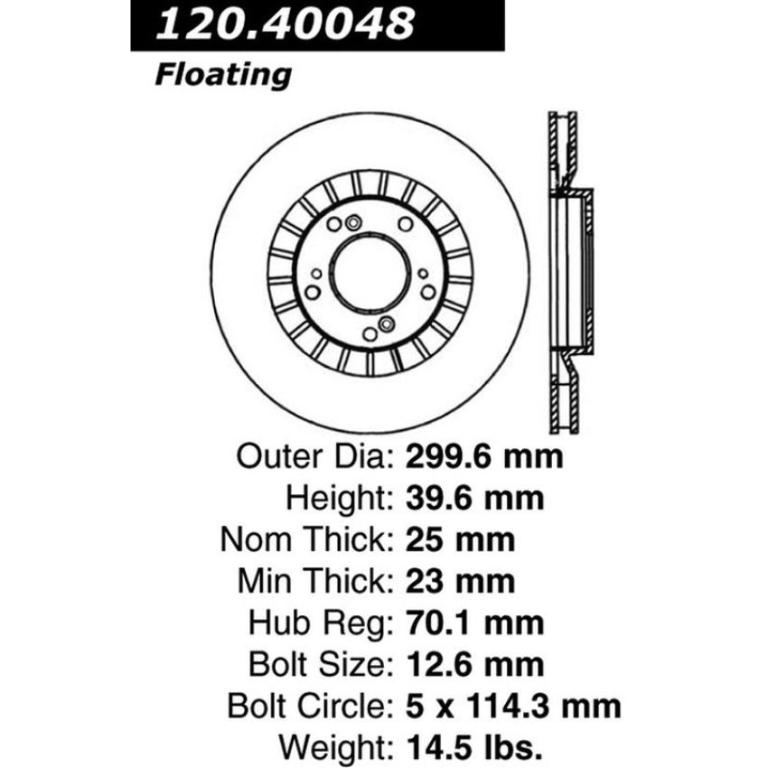 CENTRIC PARTS 120.40048 Centric Premium Brake Rotor