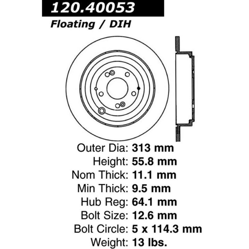 CENTRIC PARTS 120.40053 Centric Premium Brake Rotor