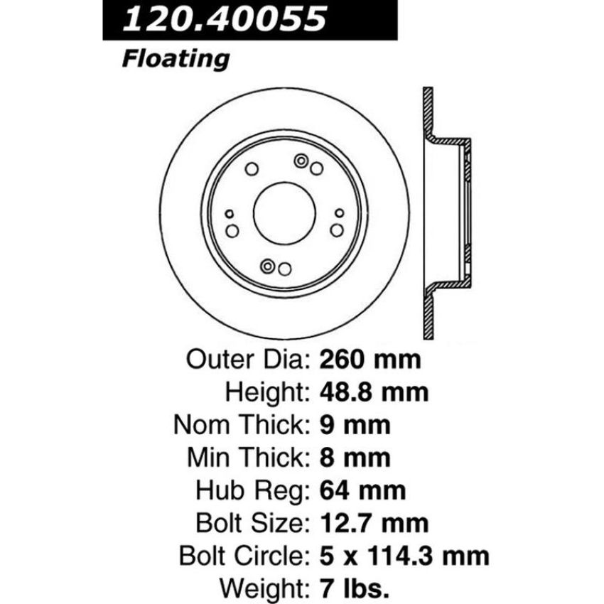 CENTRIC PARTS 120.40055 Centric Premium Brake Rotor