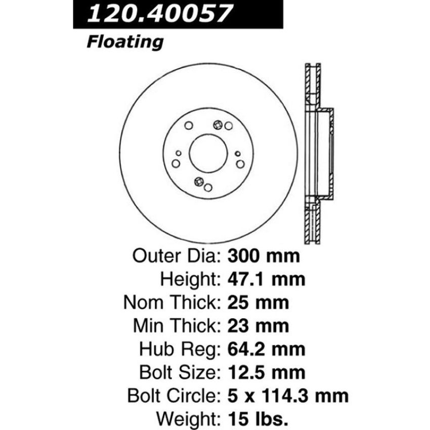 CENTRIC PARTS 120.40057 Centric Premium Brake Rotor
