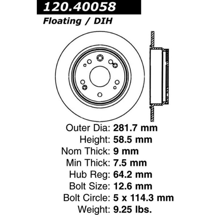CENTRIC PARTS 120.40058 Centric Premium Brake Rotor