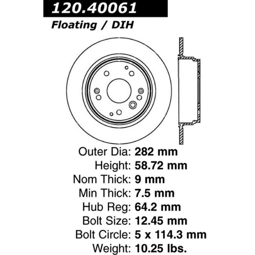 CENTRIC PARTS 120.40061 Centric Premium Brake Rotor