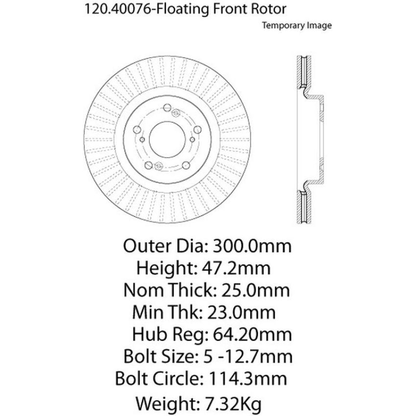CENTRIC PARTS 120.40076 Centric Premium Brake Rotor