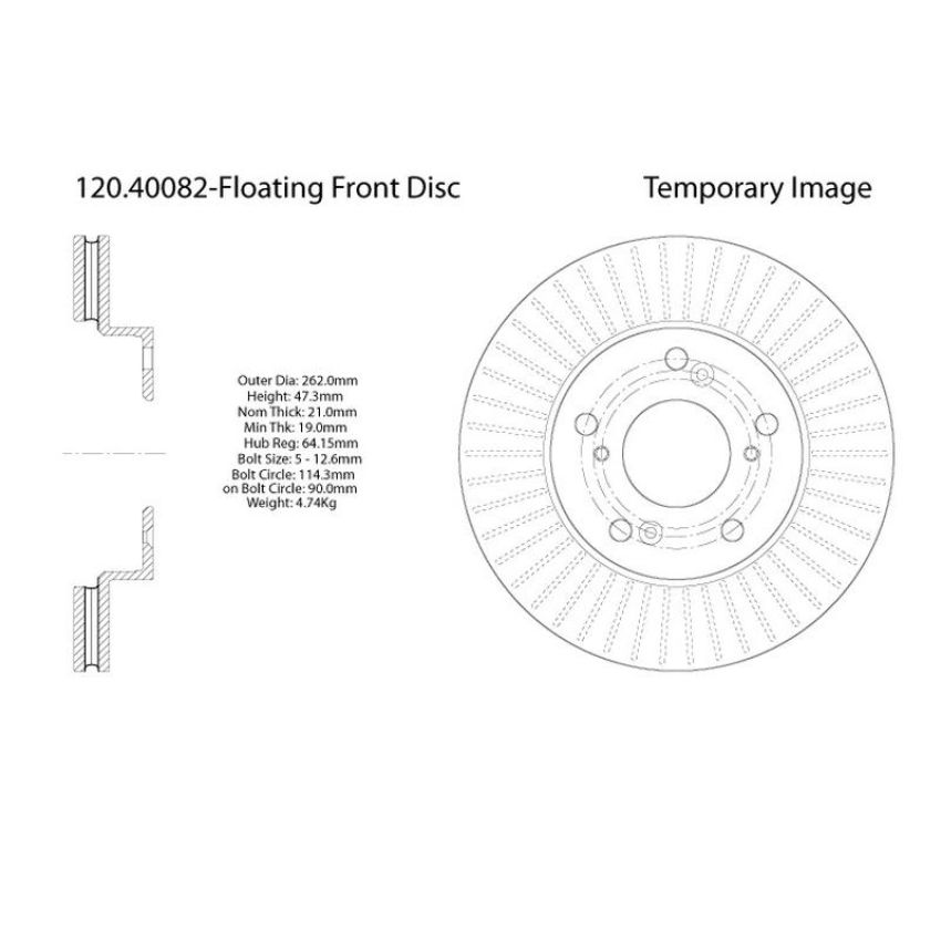 CENTRIC PARTS 120.40082 Centric Premium Brake Rotor