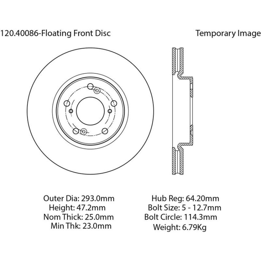 CENTRIC PARTS 120.40086 Centric Premium Brake Rotor