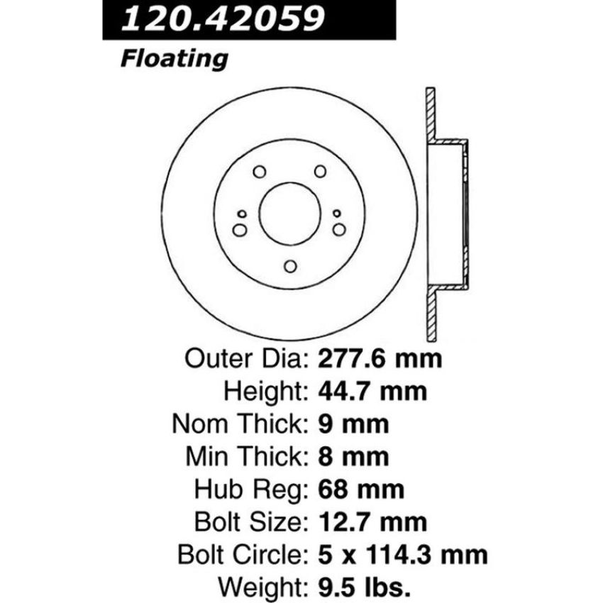 CENTRIC PARTS 120.42059 Centric Premium Brake Rotor