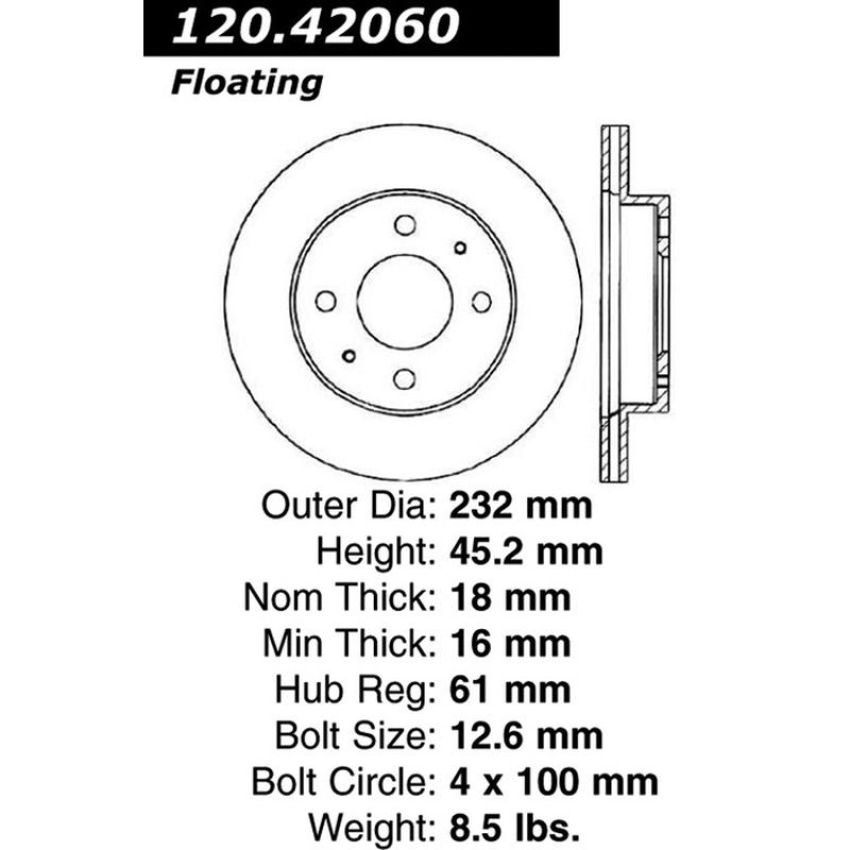 CENTRIC PARTS 120.42060 Centric Premium Brake Rotor