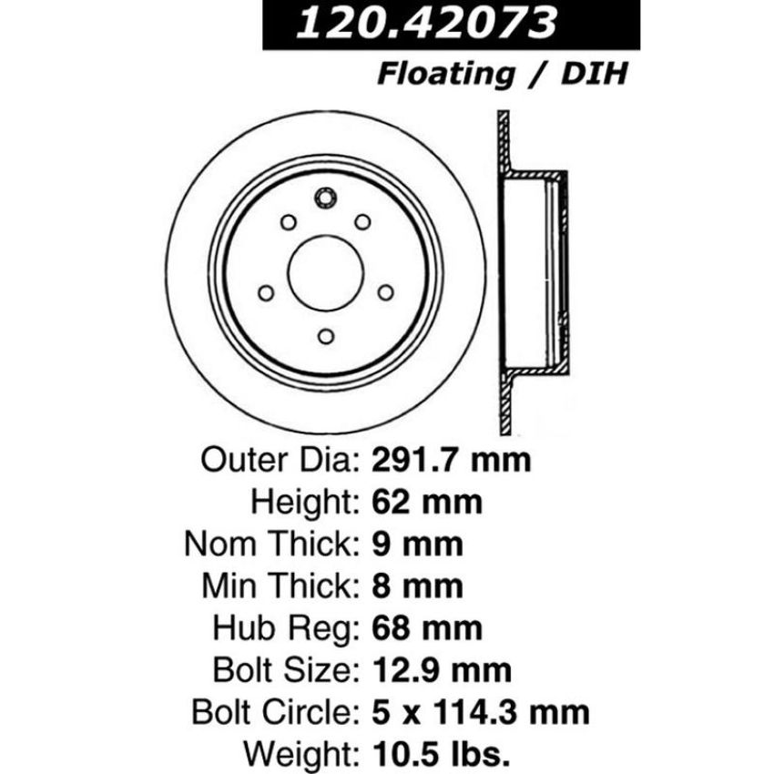 CENTRIC PARTS 120.42073 Centric Premium Brake Rotor