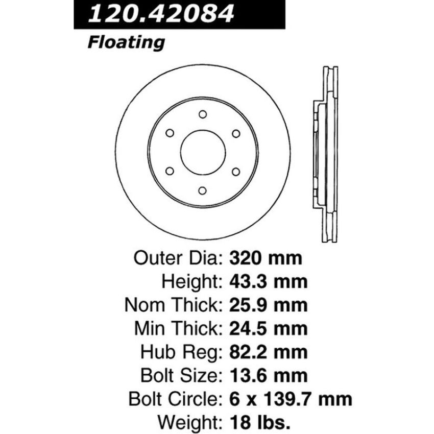 CENTRIC PARTS 120.42084 Centric Premium Brake Rotor