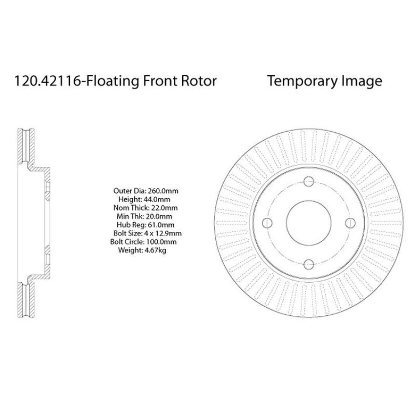CENTRIC PARTS 120.42116 Centric Premium Brake Rotor