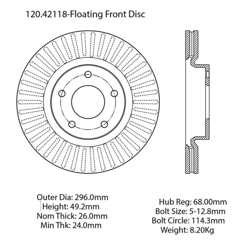 CENTRIC PARTS 120.42118 Centric Premium Brake Rotor