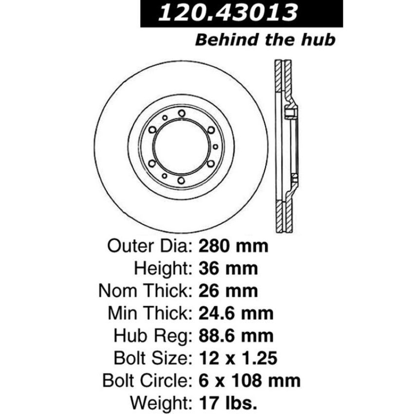 CENTRIC PARTS 120.43013 Centric Premium Brake Rotor