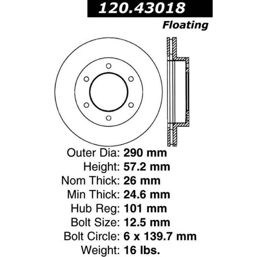 CENTRIC PARTS 120.43018 Centric Premium Brake Rotor