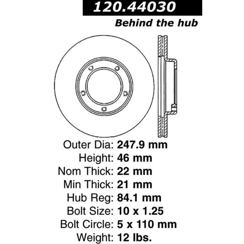 CENTRIC PARTS 120.44030 Centric Premium Brake Rotor