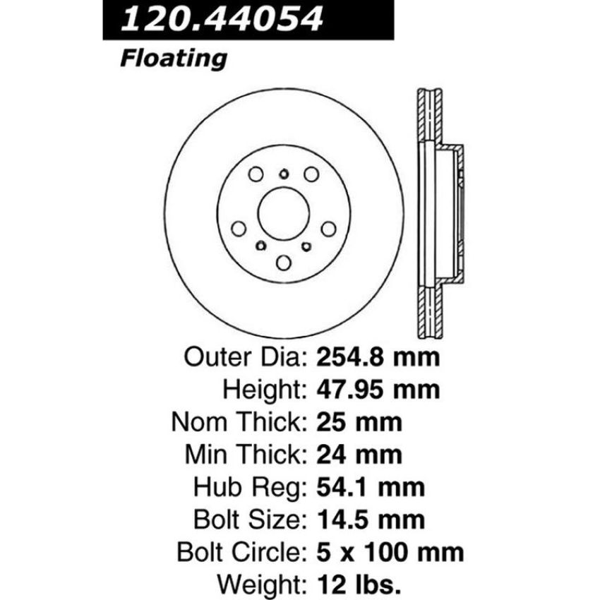 CENTRIC PARTS 120.44054 Centric Premium Brake Rotor