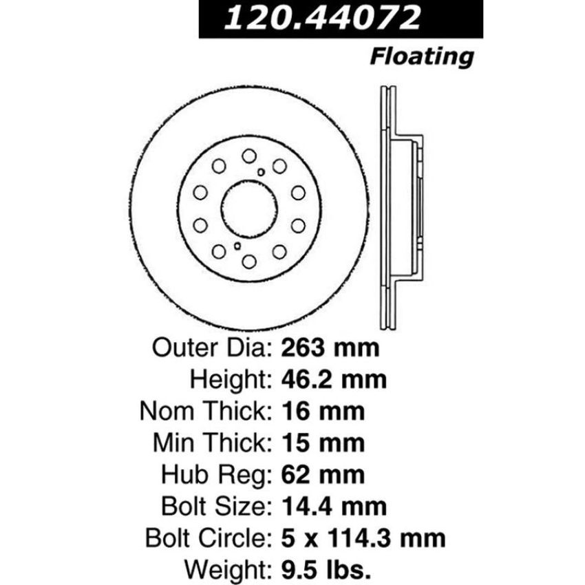 CENTRIC PARTS 120.44072 Centric Premium Brake Rotor