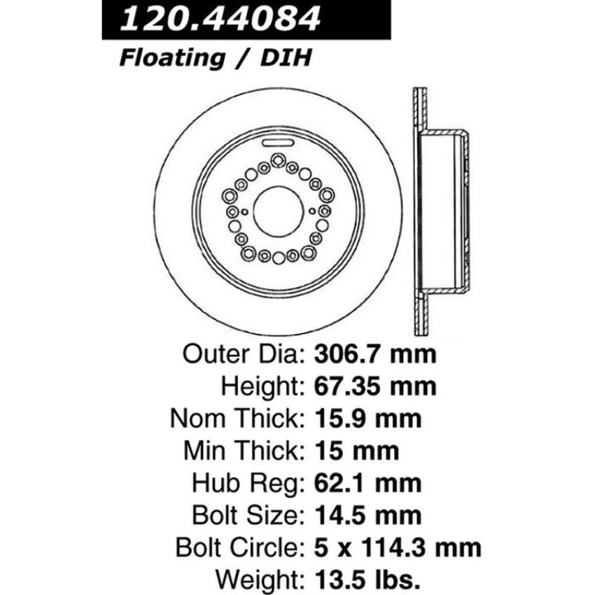 CENTRIC PARTS 120.44084 Centric Premium Brake Rotor