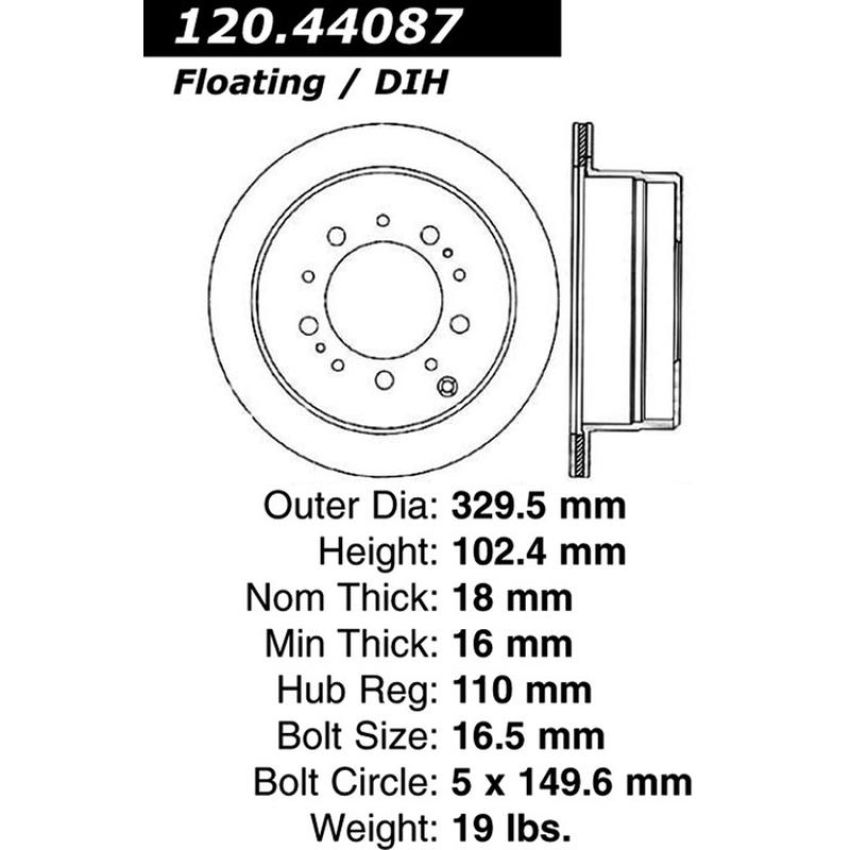 CENTRIC PARTS 120.44087 Centric Premium Brake Rotor