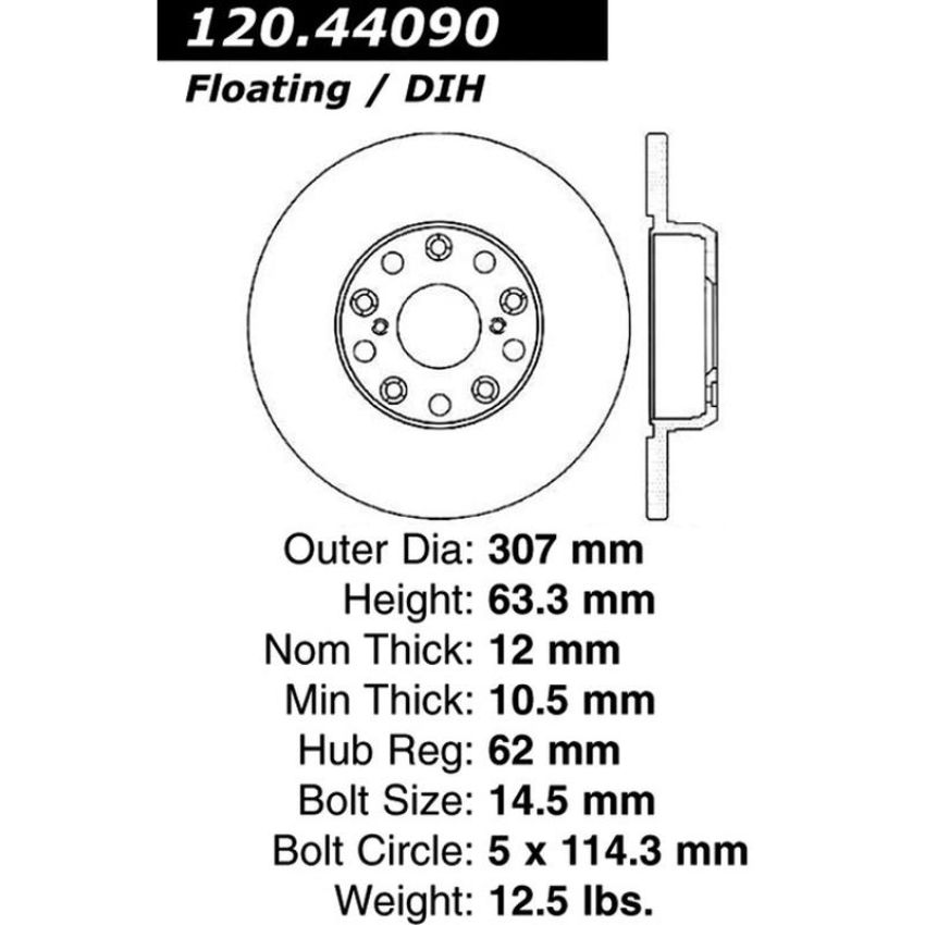 CENTRIC PARTS 120.44090 Centric Premium Brake Rotor