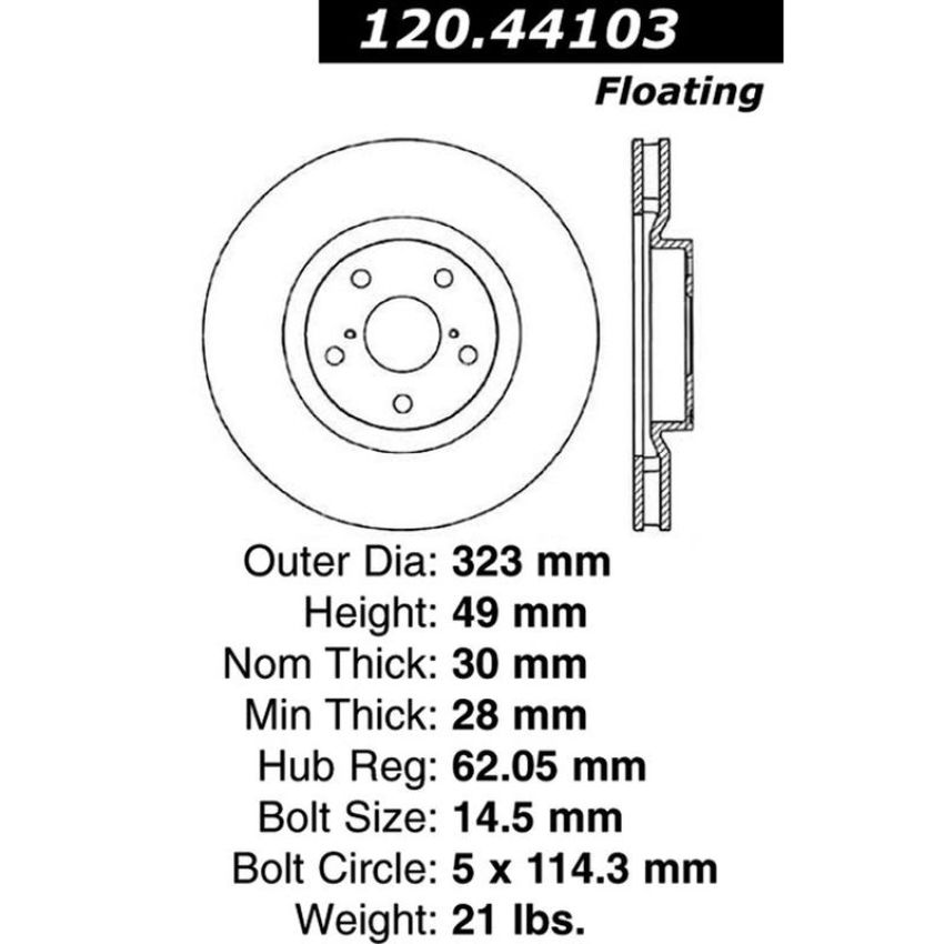 CENTRIC PARTS 120.44103 Centric Premium Brake Rotor