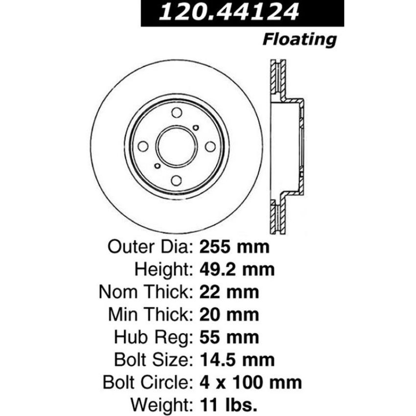 CENTRIC PARTS 120.44124 Centric Premium Brake Rotor