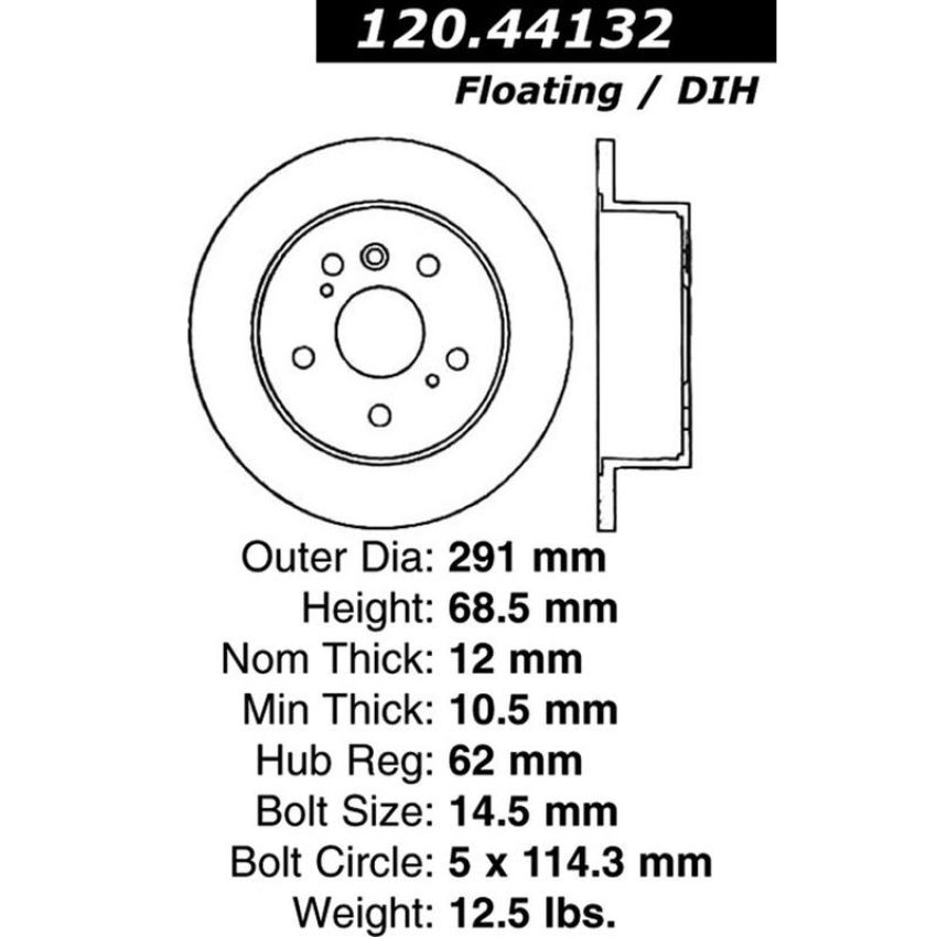 CENTRIC PARTS 120.44132 Centric Premium Brake Rotor