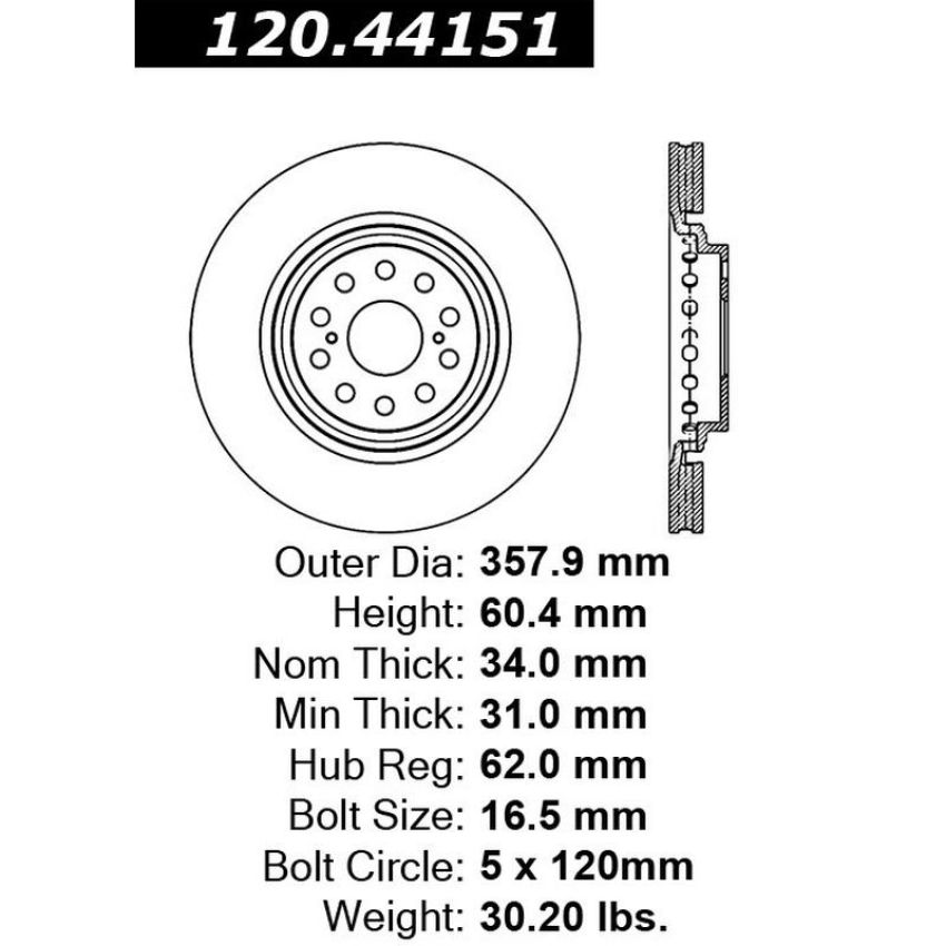 CENTRIC PARTS 120.44151 Centric Premium Brake Rotor