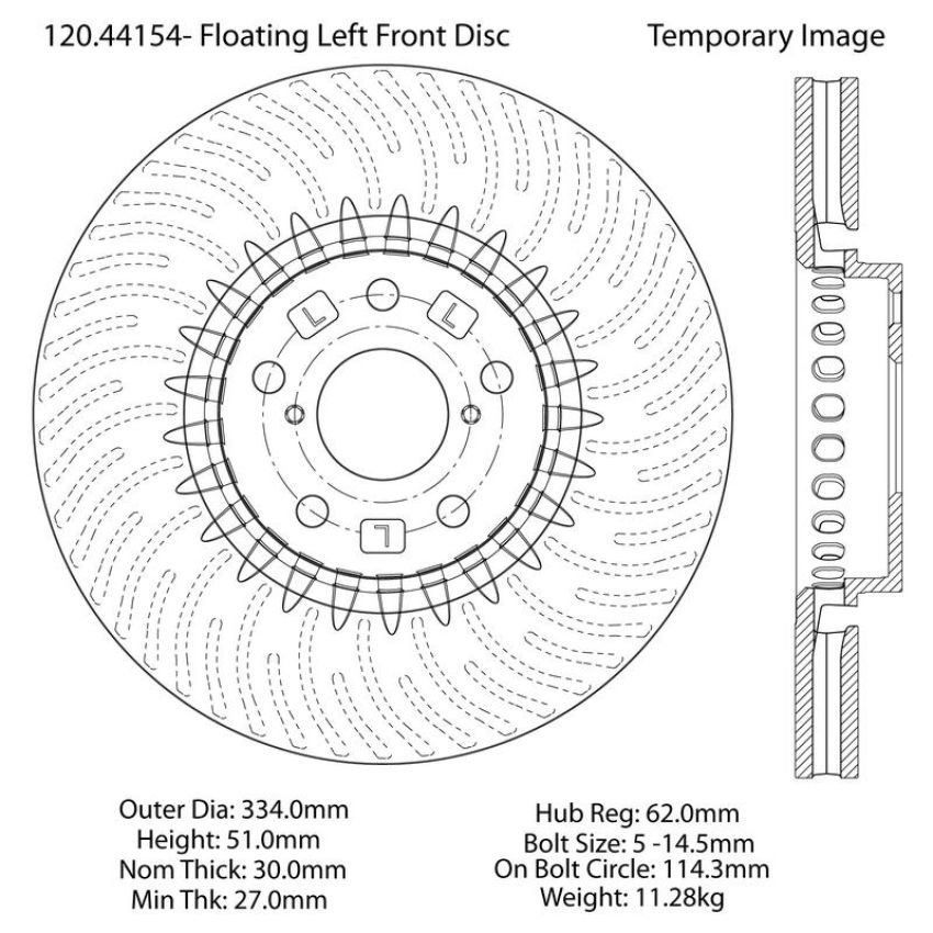 CENTRIC PARTS 120.44154 Centric Premium Brake Rotor