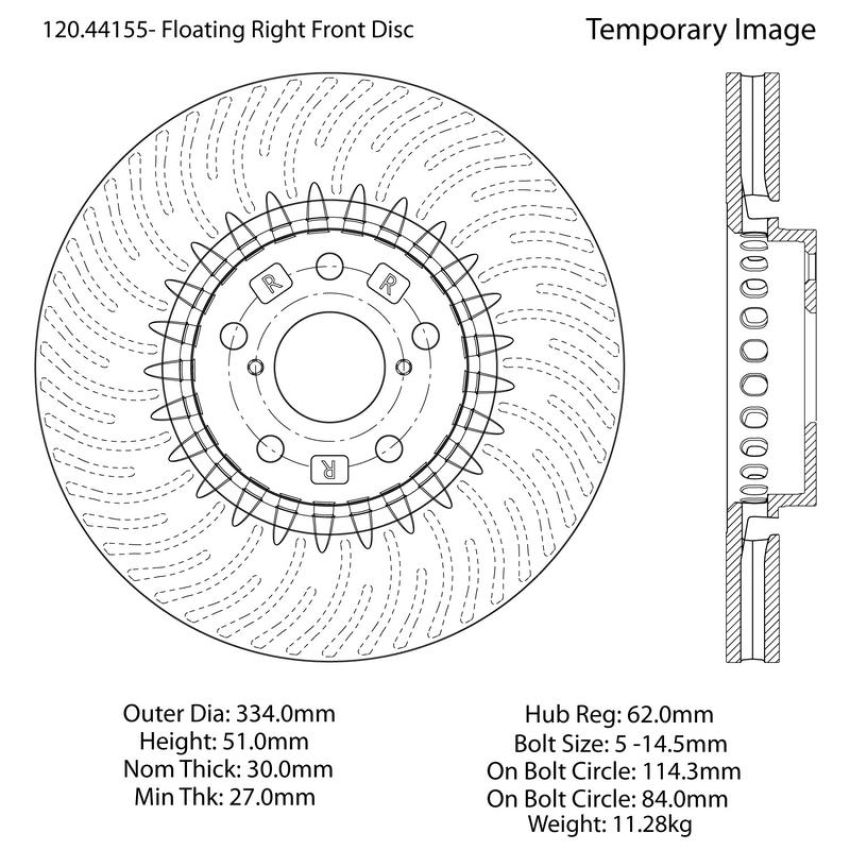 CENTRIC PARTS 120.44155 Centric Premium Brake Rotor