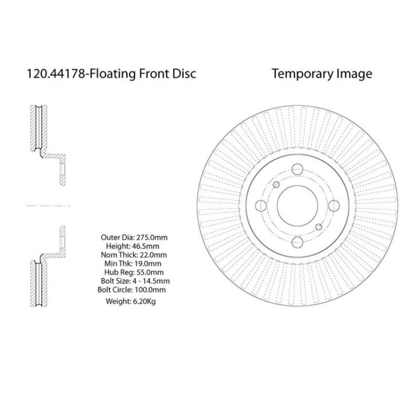 CENTRIC PARTS 120.44178 Centric Premium Brake Rotor