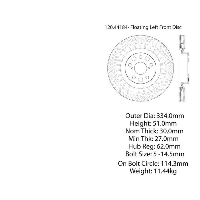 CENTRIC PARTS 120.44184 Centric Premium Brake Rotor
