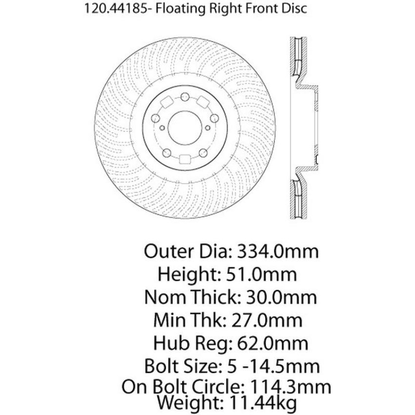 CENTRIC PARTS 120.44185 Centric Premium Brake Rotor