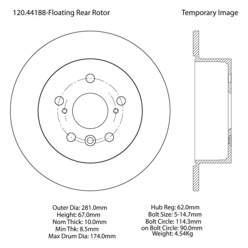 CENTRIC PARTS 120.44188 Centric Premium Brake Rotor